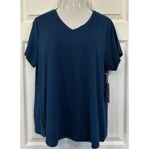 Fit Collective Super Soft V Neck Plus Size 1X  Shirt Top Casual Fitness Stretch